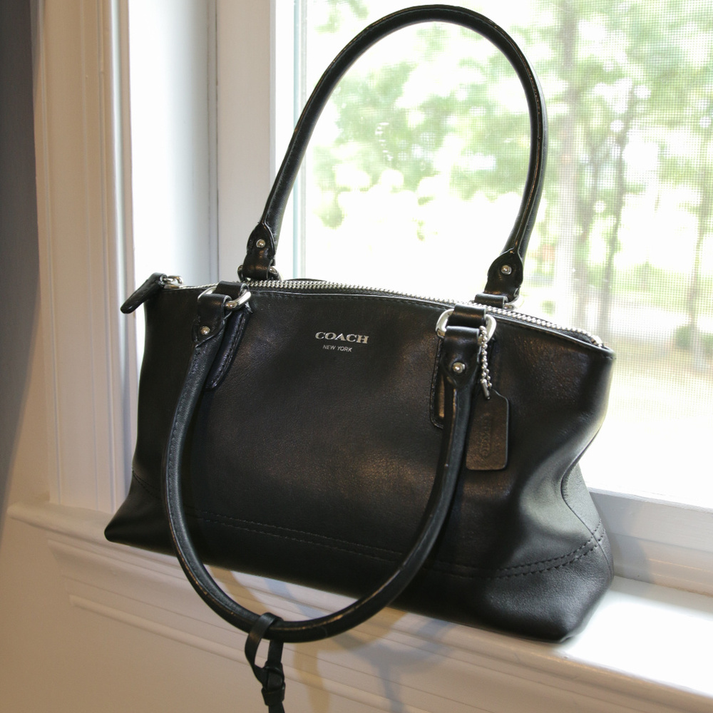 Coach black leather handbag